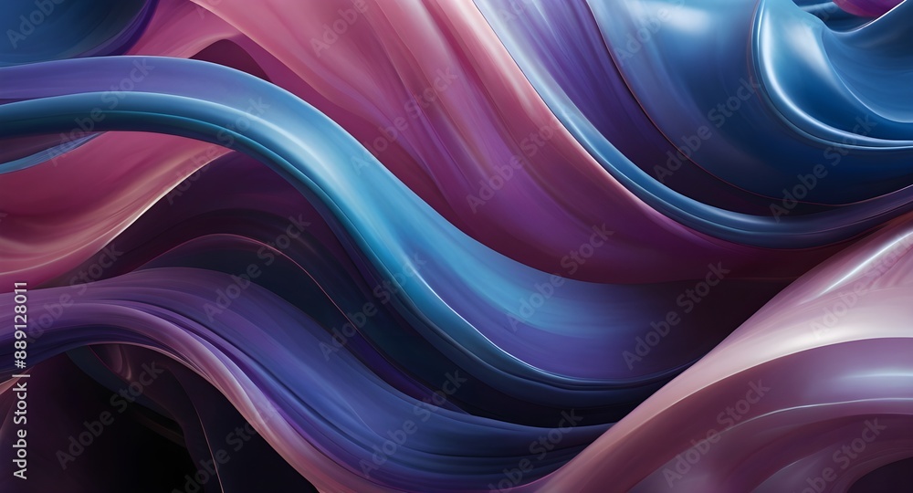 Abstract Painting with Blue and Purple Curved Shapes Abstract Painting with Blue and Purple Curved Shapes
