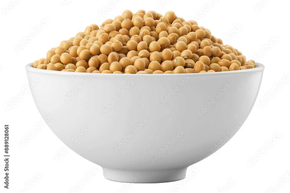 Soy beans in a white bowl isolated on transparent background Soy beans in a white bowl isolated on transparent background
