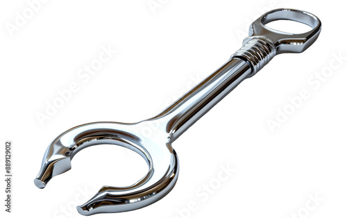 Chrome Bottle Opener Tool With Loop Handle and Rounded Tip