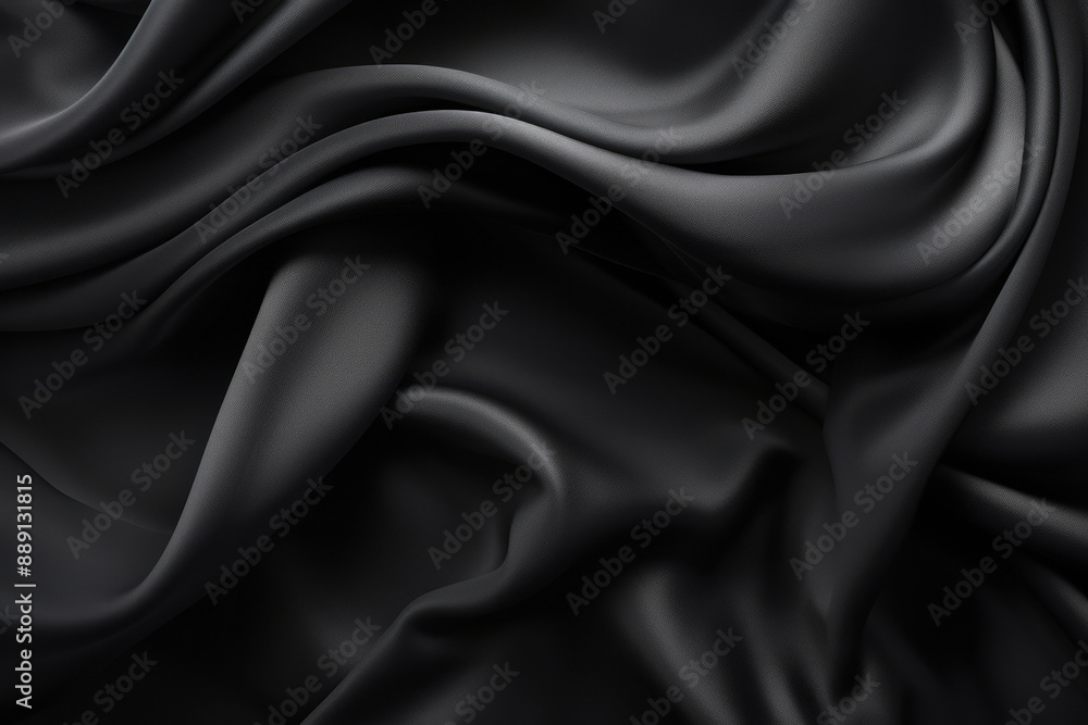 Processed collage of smooth elegant wavy deep black silk cloth fabric material texture. Background Processed collage of smooth elegant wavy deep black silk cloth fabric material texture. Background