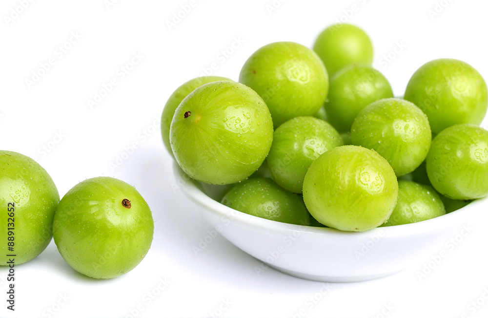 Fresh amla fruits, isolated on white background