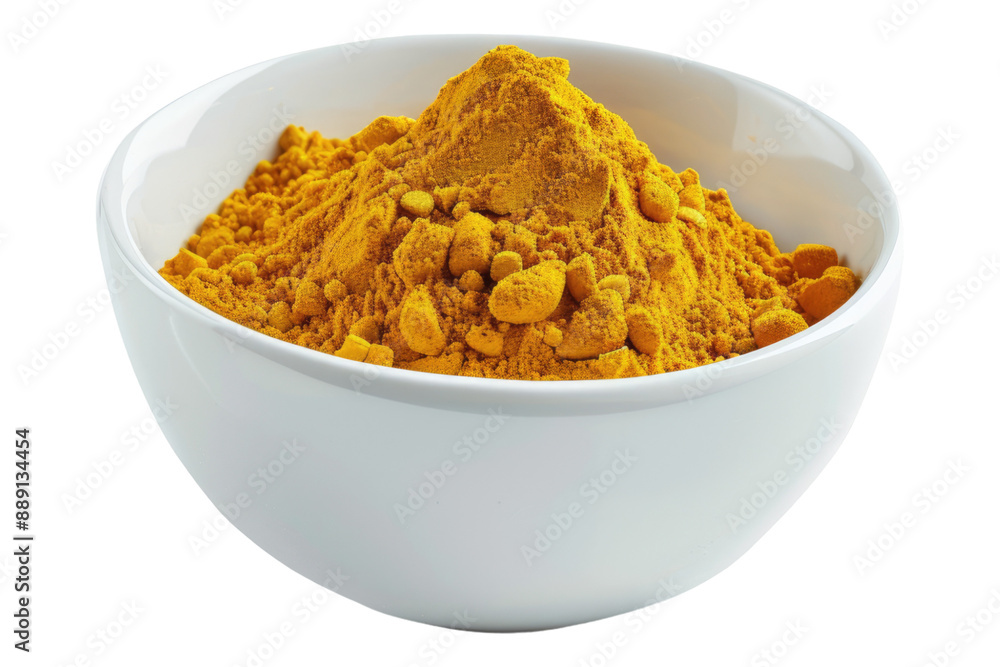 Turmeric powder in bowl isolated on transparent background Turmeric powder in bowl isolated on transparent background