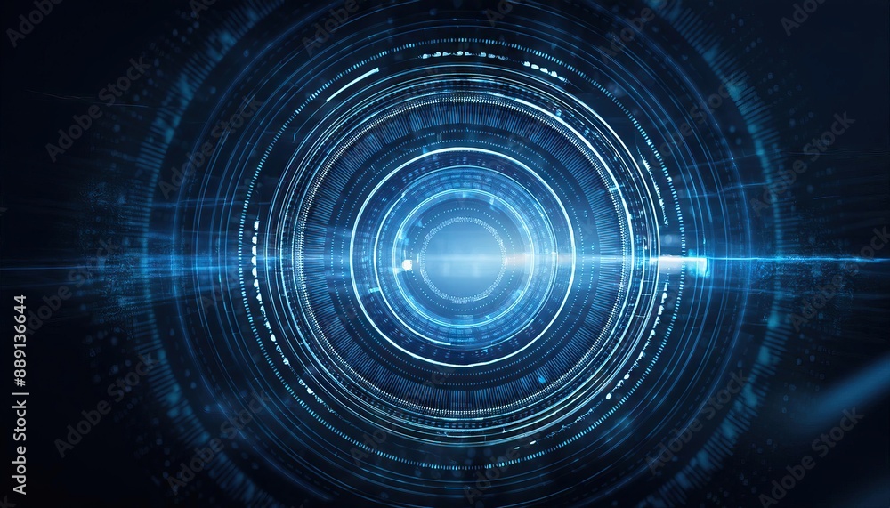 Creative digital tech circle on dark background. Big data and technology concept