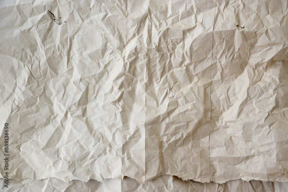 Fototapeta premium Brown background of paper texture or cardboard surface from a paper box There are wrinkles from the impact. Surface of the parcel box is wrinkled with Transport