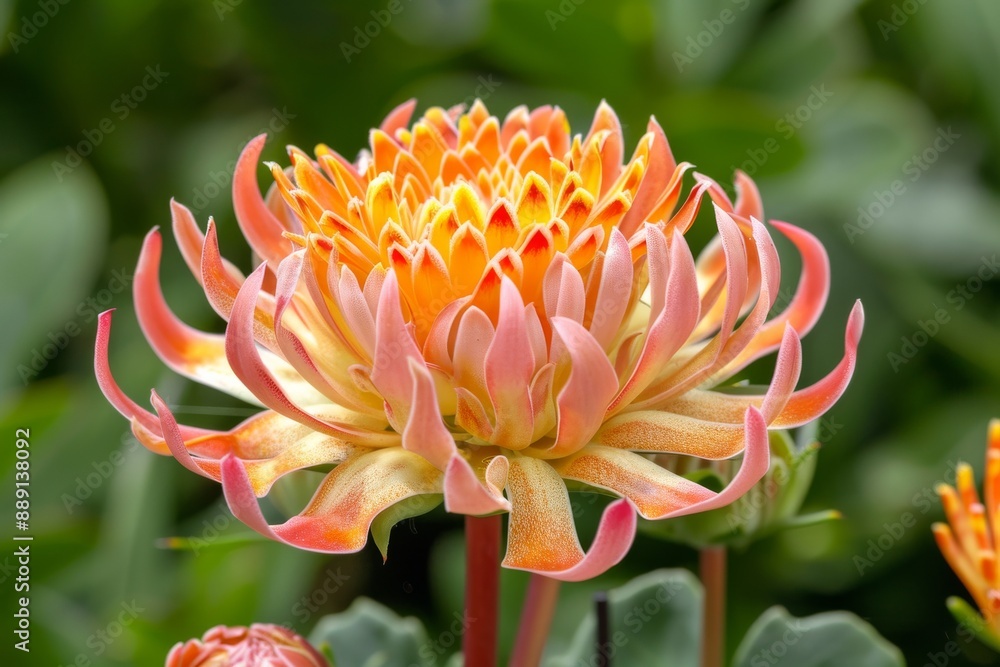 Fototapeta premium Bright yellow-orange tulip flower isolated on beige background.. Beautiful simple AI generated image in 4K, unique.