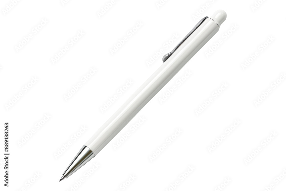White ball point pen isolated on transparent background White ball point pen isolated on transparent background