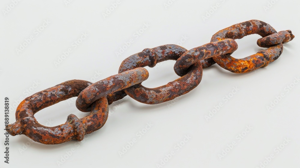Aged rusty chain on a light background Aged rusty chain on a light background