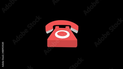 Telephone animated flat 2D icon element on a transparent background.