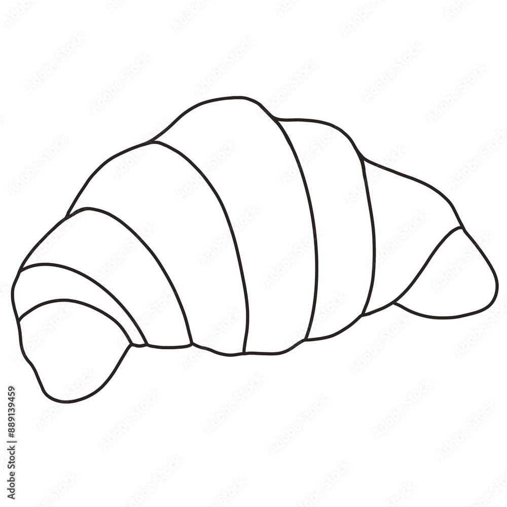 Croissant Black and White Hand Drawn Croissant Black and White Hand Drawn