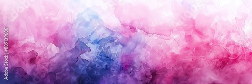 Abstract Watercolor Painting with Pink and Blue Hues