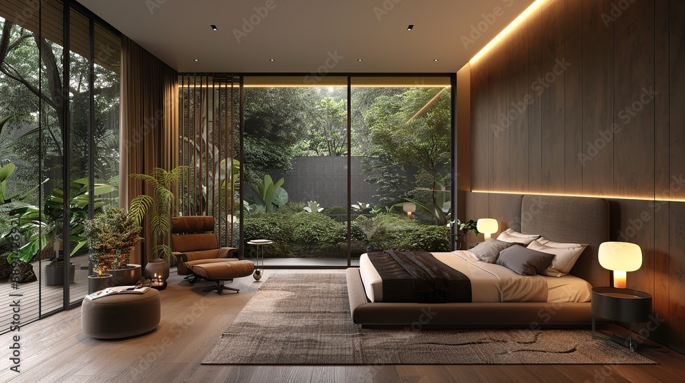 Modern Bedroom with a View of Nature Modern Bedroom with a View of Nature