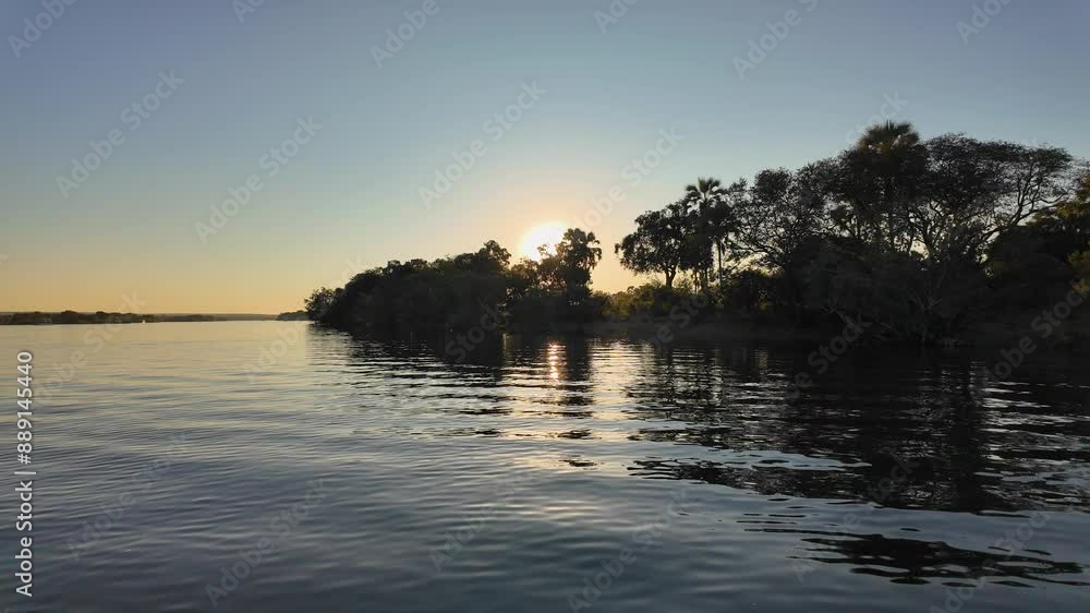 Sunset Forest At Zambezi River Victoria Falls Zimbabwe. Aerial View Of ...