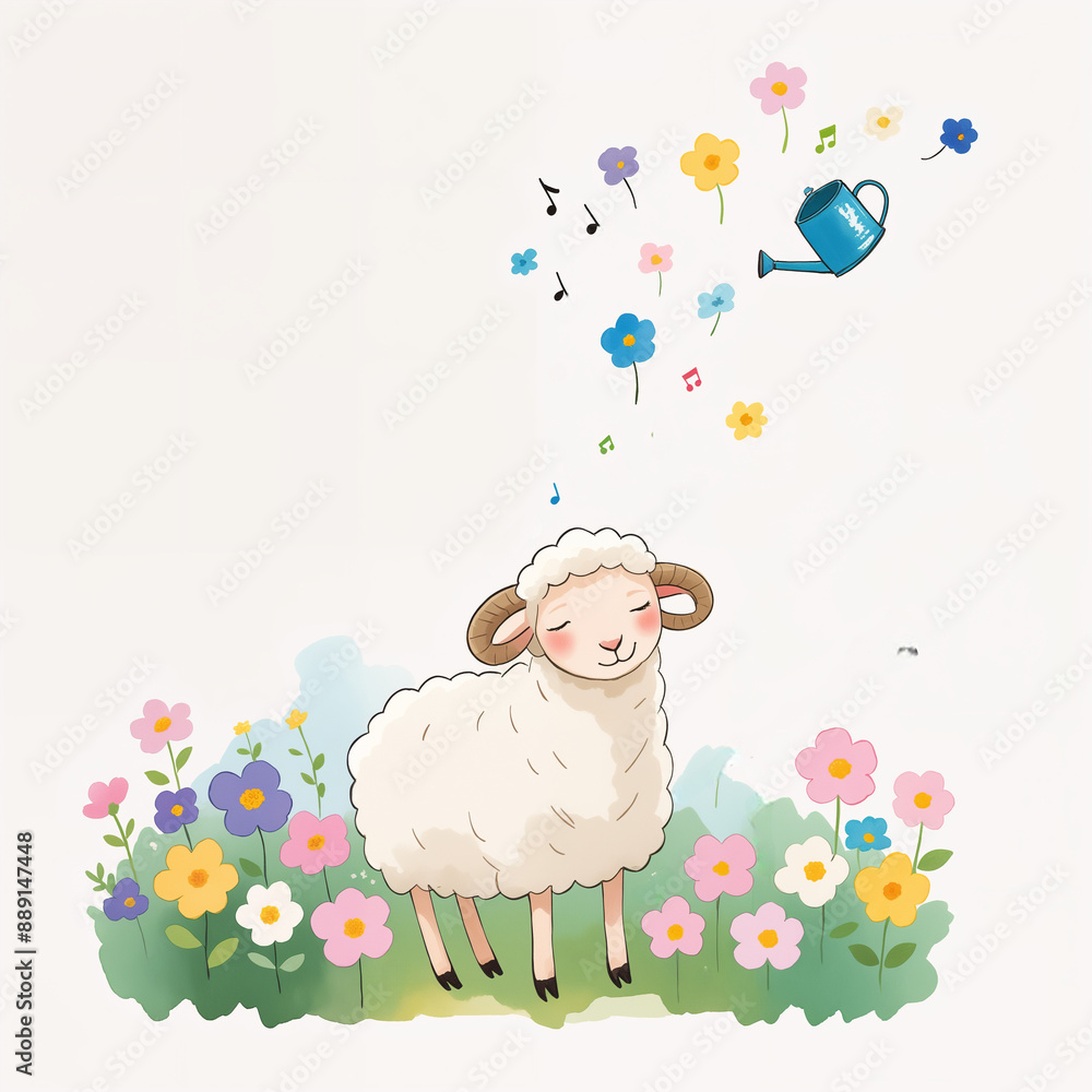 Happyday Illustration) Will the lamb grow quickly if you water it? Happyday Illustration) Will the lamb grow quickly if you water it?