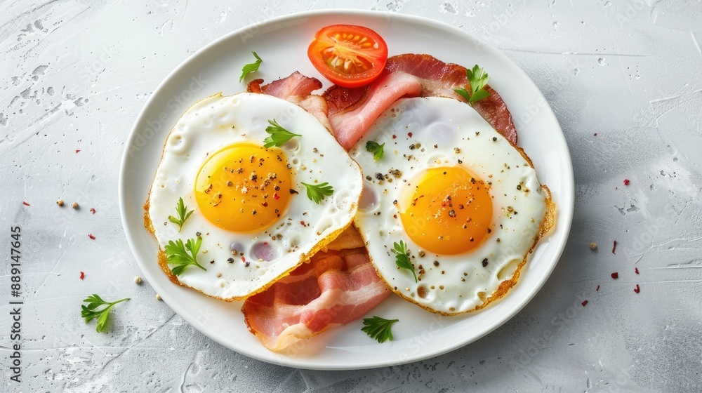 Sunny Side Up Eggs With Bacon and Tomato Sunny Side Up Eggs With Bacon and Tomato