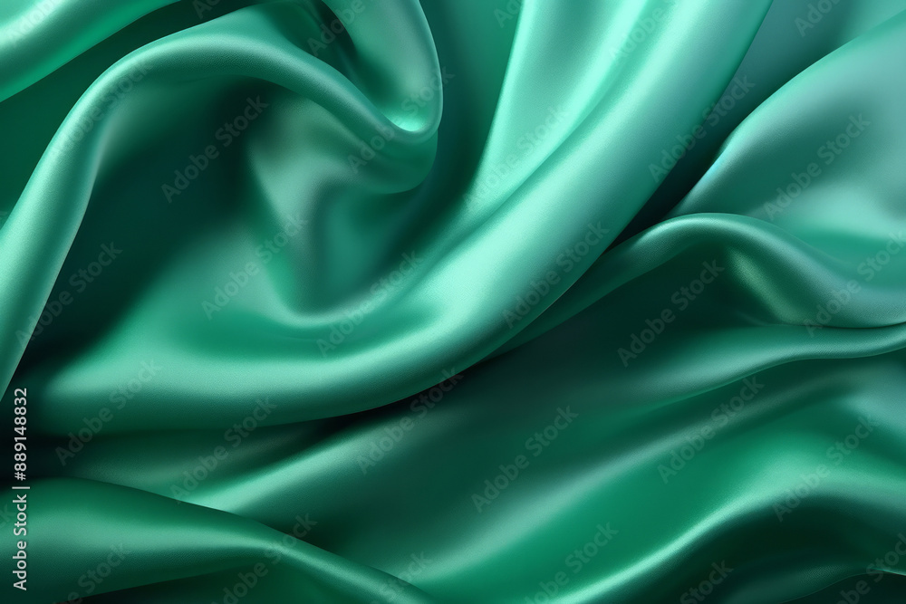 Processed collage of emerald green silk surface texture. Background for banner, backdrop Processed collage of emerald green silk surface texture. Background for banner, backdrop