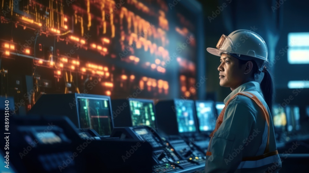 Female Engineer in a Control Room Female Engineer in a Control Room