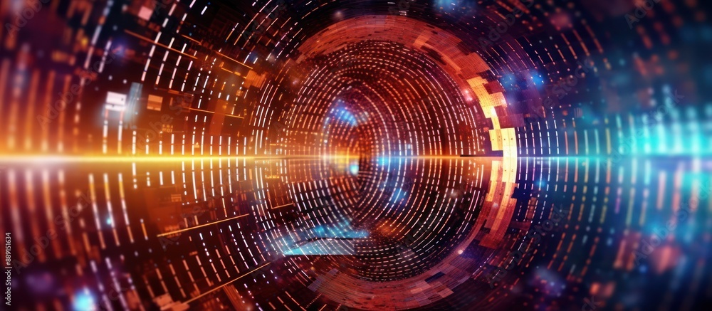 Abstract Digital Tunnel With Glowing Lights Abstract Digital Tunnel With Glowing Lights