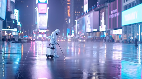 Wallpaper Mural A City Under Lockdown: A Nighttime Cleaning in Times Square Torontodigital.ca