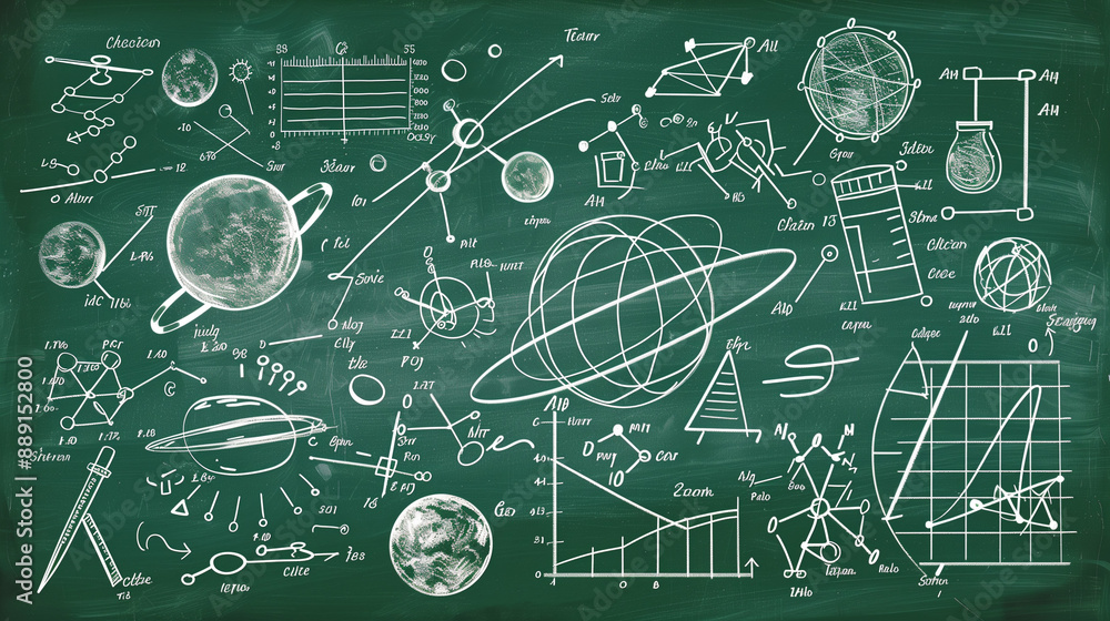 Fototapeta premium formulas on blackboard