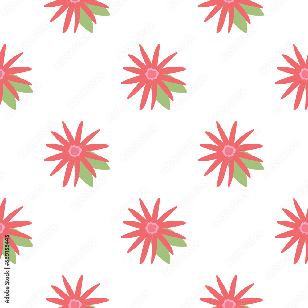 Cute floral square pattern. Red simple flowers pattern for fabric printing, wrapping paper, design. Seamless floral vector pattern isolated on changeable white background. Pretty kids texture. Cute floral square pattern. Red simple flowers pattern for fabric printing, wrapping paper, design. Seamless floral vector pattern isolated on changeable white background. Pretty kids texture.