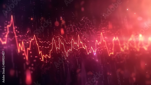 Animated stock market graph pulsing with financial highs and lows, resembling a dynamic heartbeat.