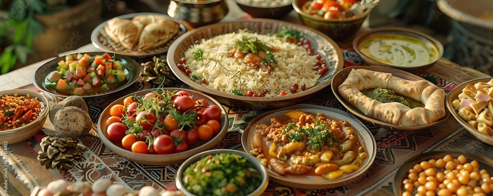 Delicious Middle Eastern Cuisine Table Setting - Photo Delicious Middle Eastern Cuisine Table Setting - Photo
