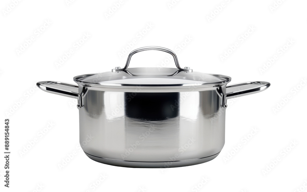 Stainless Steel Pot With Lid and Handles Isolated on White Background Stainless Steel Pot With Lid and Handles Isolated on White Background