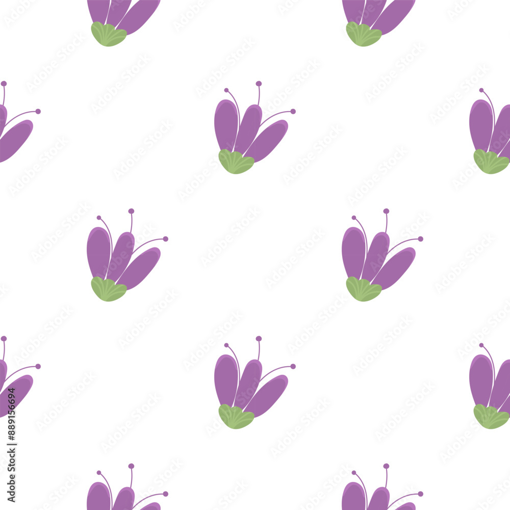 Cute floral square pattern. Purple simple flowers pattern for fabric printing, wrapping paper, design. Seamless floral vector pattern isolated on changeable white background. Pretty kids texture. Cute floral square pattern. Purple simple flowers pattern for fabric printing, wrapping paper, design. Seamless floral vector pattern isolated on changeable white background. Pretty kids texture.