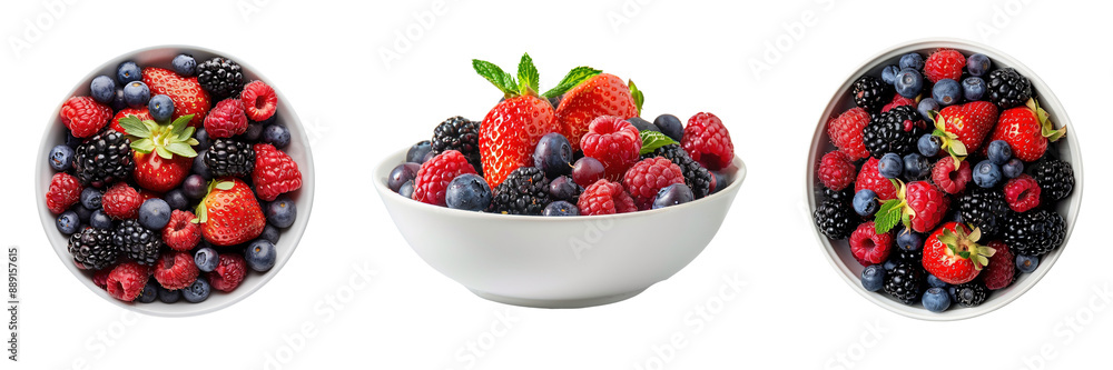 Set of juicy and fresh mixed berries on bowl isolated on a transparent background Set of juicy and fresh mixed berries on bowl isolated on a transparent background