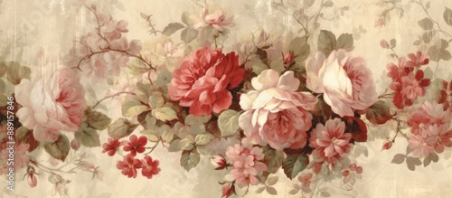 Vintage Floral Arrangement: A Symphony of Roses and Buds