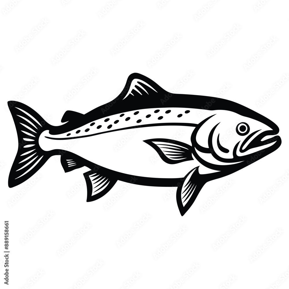 Salmon fish silhouette - cut out vector icon Salmon fish silhouette - cut out vector icon