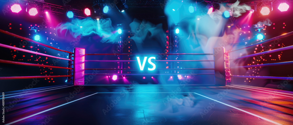 Obraz premium empty boxing ring with the word 