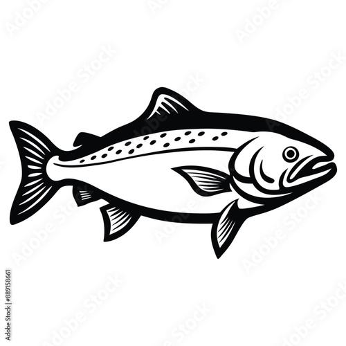 Salmon fish silhouette - cut out vector icon