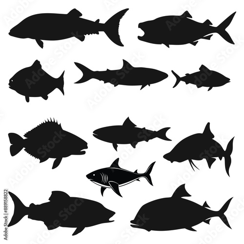 Tilapia Fish silhouette vector art