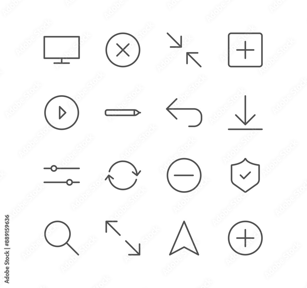 Set of interface and web icons, download, magnifying glass, shield, refresh, navigation and linear variety vectors.
Set of interface and web icons, download, magnifying glass, shield, refresh, navigation and linear variety vectors.