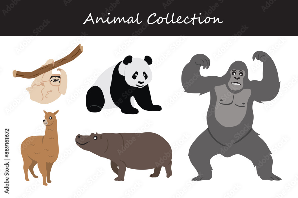 Animals collection. Flat style vector illustration. Animals collection. Flat style vector illustration.