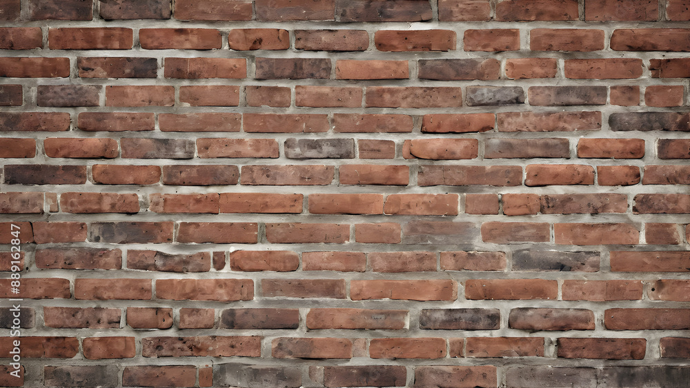 Fototapeta premium Rustic Brick Wall with Weathered Bricks and Mortar