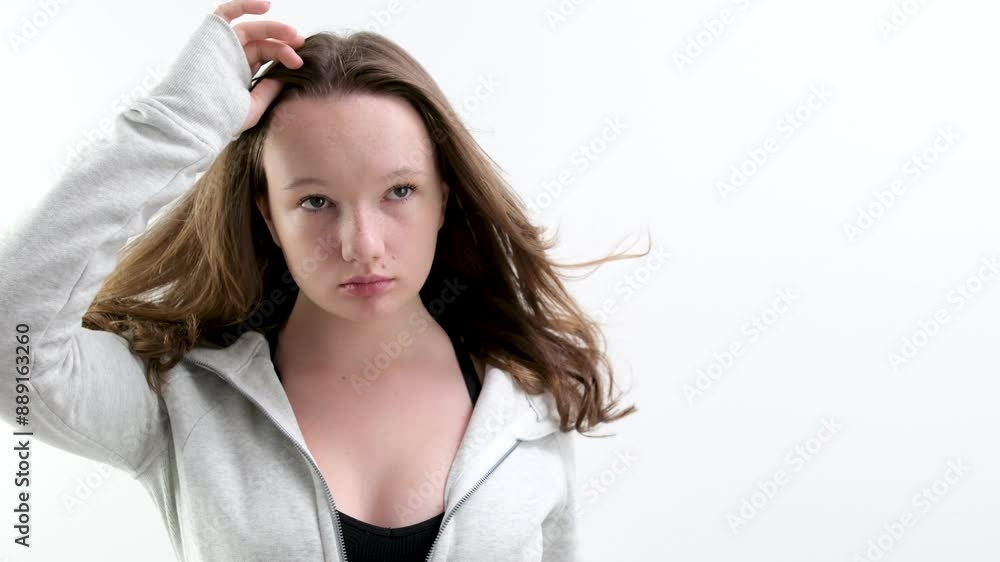 model girl with shiny brown and straight long hair . Keratin straightening . Treatment, care and spa procedures. Smooth hairstyle model girl with shiny brown and straight long hair . Keratin straightening . Treatment, care and spa procedures. Smooth hairstyle