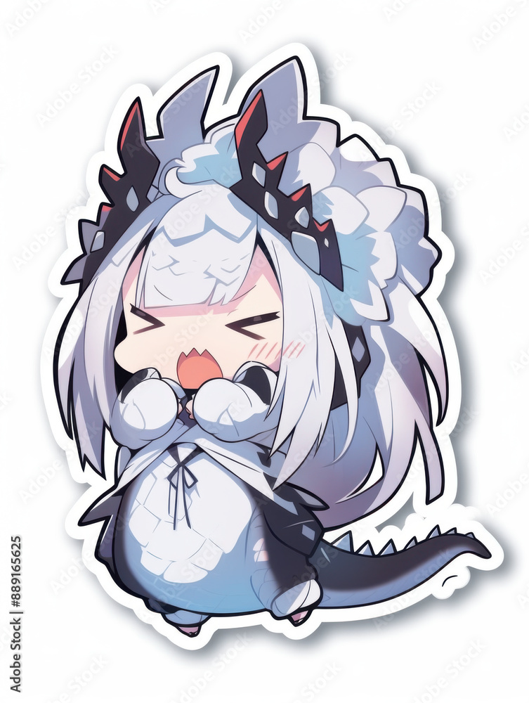 Die cut sticker anime art style chibi character Die cut sticker anime art style chibi character