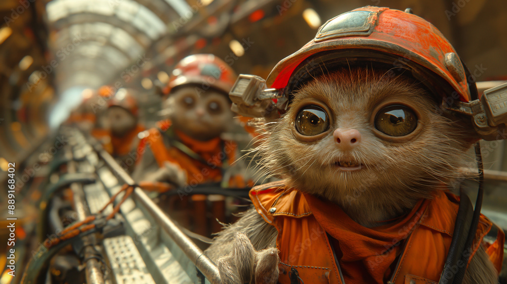 Fototapeta premium Funny gnome builders