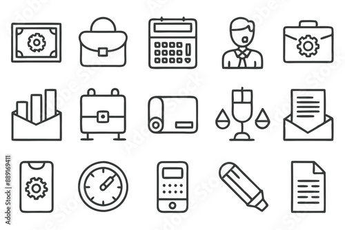 Creative Office 25 Black icon pack Such As presentation analytics businessman supplies office