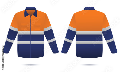 Hi vis work safety clothing mockup front and back view