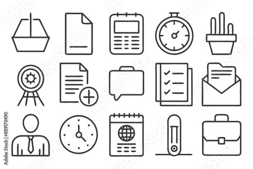 Creative Office 25 Black icon pack Such As presentation analytics businessman supplies office