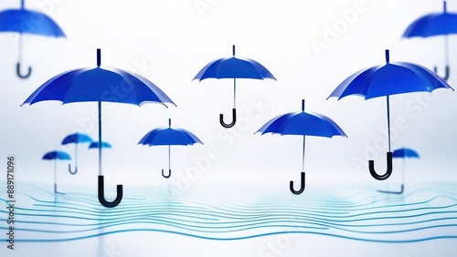 Wallpaper Mural Abstract flowing waves with multicoloured umbrellas on white background with beautiful bokeh and with copy space  Torontodigital.ca