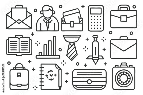 Creative Office 25 Black icon pack Such As presentation analytics businessman supplies office