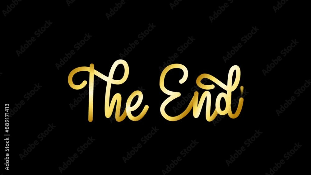 The end animation text is gold lettering style for footage. The end animation text is gold lettering style for footage.