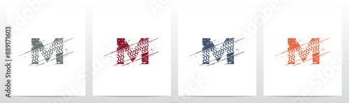 Tire Tracks Mark Dirty Grunge Letter Initial Logo Design M