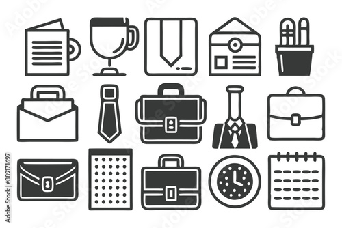 Creative Office 25 Black icon pack Such As presentation analytics businessman supplies office