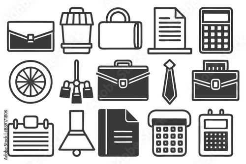 Creative Office 25 Black icon pack Such As presentation analytics businessman supplies office