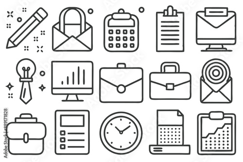 Creative Office 25 Black icon pack Such As presentation analytics businessman supplies office